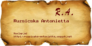 Ruzsicska Antonietta névjegykártya